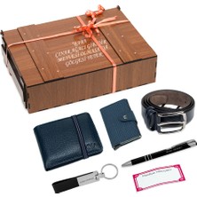 HKY Erkek Deri Cüzdan & Mekanizmalı Kartlık ve Kemer Seti