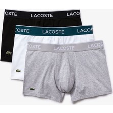 Lacoste Erkek Gri - Beyaz - Siyah 3'Lü Boxer 5H3389.NUA