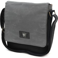 Old Cotton Cargo 7112 Postacı Omuz Çantası Bayan ve Erkek için Çapraz Su Geçirmez Mumlu Kanvas Çok Bölmeli Gözlü Okul Tablet Çanta - Gri Siyah