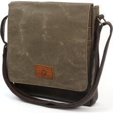 Old Cotton Cargo 7112 Postacı Omuz Çantası Bayan ve Erkek için Çapraz Su Geçirmez Mumlu Kanvas Çok Bölmeli Gözlü Okul Tablet Çanta - Kahverengi