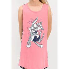 Bugs Bunny Lisanslı Şeker Pembe Kız Çocuk Gecelik