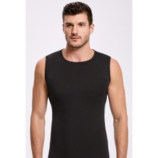 İlke Erkek 6'lı Kolsuz Yuvarlak Yaka Spor Fanila Atlet (Siyah)