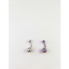 Takıparkxs 316L Cerrahi Çelik Zirkon Taşlı 2 Adetlik Göbek Piercing Set