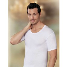 Şahinler Beyaz Kısa Kollu Bisiklet Yaka Ribana Erkek Atlet 6'lı Paket ME019