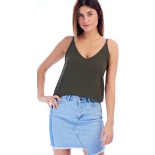 Miss Lusi 8241702 Kobe V Yaka Ip Askılı Yırtmaçlı Kolsuz Bluz