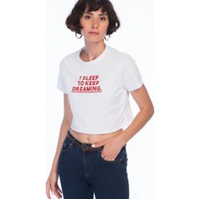 Miss Lusi 8252676 Süprem I Sleep Baskılı Kısa Kol Kısa Bluz