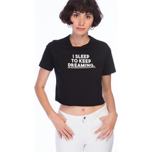 Miss Lusi 8252676 Süprem I Sleep Baskılı Kısa Kol Kısa Bluz