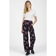 Miss Lusi 9102425 Viskon Desenli Cepli Bol Paça Uzun Pantolon Çiçek Desen