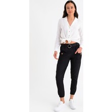 Miss Lusi 9152981 Tokalı Paça Lastik Önden Cepli Pantolon