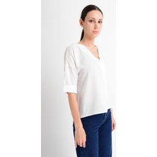 Miss Lusi 9182879 Kobe Yaka Bindirmeli Capri Kol Bluz