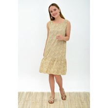 Miss Lusi 93030322 Dok.Vis.Çıtır Deseteği Fırfırlı Cepli Kolsuz Elbise