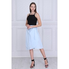 Miss Lusi 9313124 Dok.Viskon Desenli Beli Bağlamalı Anvelop Etek