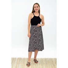 Miss Lusi 9313124 Dok.Viskon Desenli Beli Bağlamalı Anvelop Etek Çiçek Desen