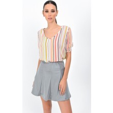 Miss Lusi 93614023 Parlak Micro Parçalı Kısa Etek