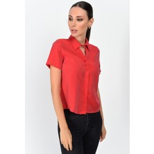 Miss Lusi 9362998 Bodrum Yaka Önü Pencereli Kısa Kol Gömlek