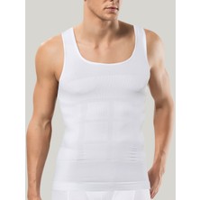 Miss Fit Erkek Toparlayıcı Korse Atlet Beyaz Örme Seamless Dikişsiz Soft Basic