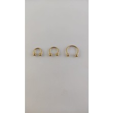 Takıparkxs 316L Cerrahi Çelik Üçlü Set  6-8-10MM Top Uçlu Gold Renk Septum Piercing