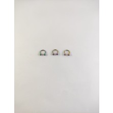 Takıparkxs 316L Cerrahi Çelik Üçlü Set  6 mm Top Uçlu Rainbow Septum Piercing