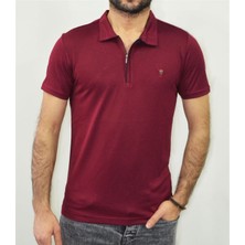 Paul Fredy Polo Yaka Fermuarlı T-Shirt Bordo