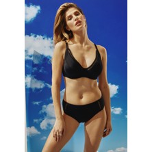 Bonesta Swimwear Merdiven Şeritli Siyah Balenli Bikini Takımı