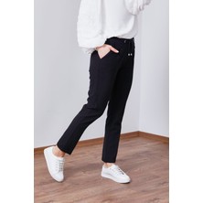 Wathka Kadın Cepli Double Paça Bel Lastik Bağcıklı Pantolon - Siyah