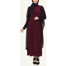 Wathka Kadın File Hırka + Elbise 2'li Takım - Mürdüm