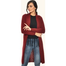 Wathka Kadın Kırçıllı Basic Triko Hırka - Bordo