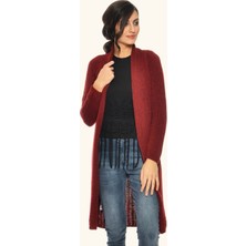 Wathka Kadın Kırçıllı Basic Triko Hırka - Bordo