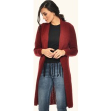 Wathka Kadın Kırçıllı Basic Triko Hırka - Bordo