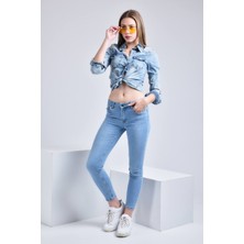Wathka Kadın Wendy Skinny Ultra Likra Jean Pantolon Wth Gold - Açık Mavi