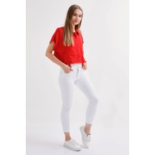 Wathka Kadın Wendy Skinny Ultra Likra Jean Pantolon Wth Gold - Beyaz