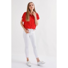 Wathka Kadın Wendy Skinny Ultra Likra Jean Pantolon Wth Gold - Beyaz