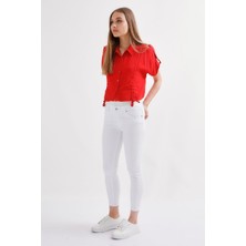 Wathka Kadın Wendy Skinny Ultra Likra Jean Pantolon Wth Gold - Beyaz