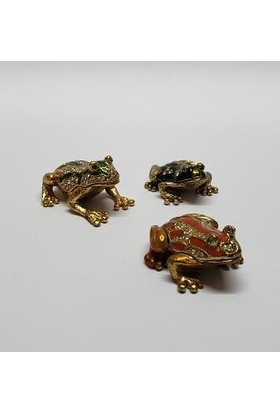 Mrc Swaroaki Taşlı Küçük 3lü Kurbağa Biblo Mücevher Kutusu+Süpriz Hediye