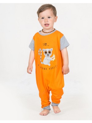 Baobao Kralsın Lemur Turuncu Unisex Çocuk Tulumu