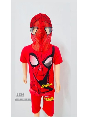 Örümcek Adam Spiderman Maskeli Şort Tshirt Eşofman Takımı