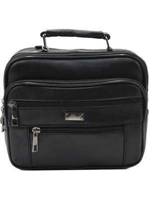 Arpelle 3005 Orta Boy Kasalı Erkek  Deri El ve Omuz Askılı Çanta Siyah