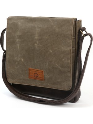 Old Cotton Cargo 7112 Postacı Omuz Çantası Bayan ve Erkek için Çapraz Su Geçirmez Mumlu Kanvas Çok Bölmeli Gözlü Okul Tablet Çanta - Kahverengi