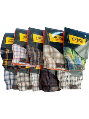 Option Erkek (M) 10'lu Paket Poplin (Pamuk) Boxer Şort