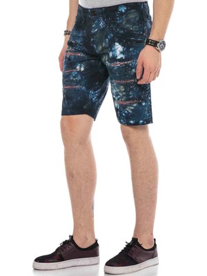 Cipo & Baxx CK205 Alaca Mavi Gizli Yırtıklı Kot Kapri Şort 29