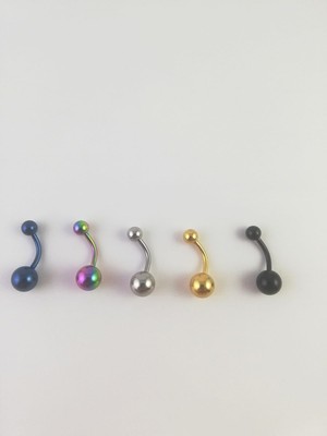 Takıparkxs 316L Cerrahi Çelik 5 Renklik Göbek Piercing Set