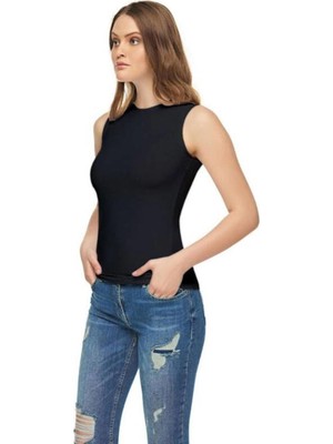 Tutku Elit Kadın Elastan Sıfır Kol T-Shirt