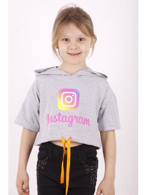 Toontoy Kız Çocuk Instagram Baskılı Kapüşonlu T-Shirt