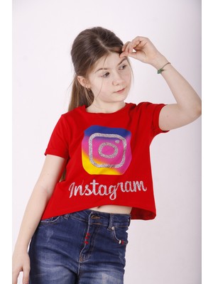 Toontoy Kız Çocuk Instagram Baskılı T-Shirt
