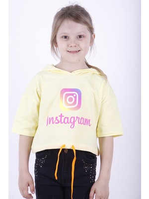 Toontoy Kız Çocuk Instagram Baskılı Kapüşonlu T-Shirt