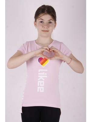 Toontoy Kız Çocuk Likee Baskılı T-Shirt