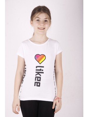 Toontoy Kız Çocuk Likee Baskılı T-Shirt