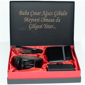 Erkek Deri Cüzdan & Mekanizmalı Kartlık ve Kemer Seti