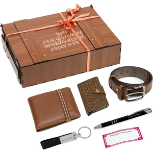 Erkek Deri Cüzdan & Mekanizmalı Kartlık ve Kemer Seti