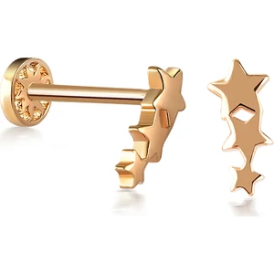 14 Ayar Altın 3lü Yıldız Tragus Piercing